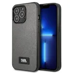 Karl Lagerfeld KLHCP13LSFMP2DG Saffiano Plaque Hard Case, skirta iPhone 13 Pro / 13 6,1 inch - sidabrinė