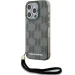 Karl Lagerfeld KLHCP15XHKDPNSK iPhone 15 Pro Max 6.7&Prime; Black Hardcase IML Mono KL Pattern & Cord