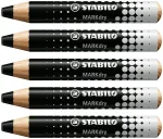 STABILO MARKdry Drywipe Marker Pencil for Whiteboards Black Pack of 5