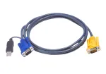 ATEN USB KVM kabelis 1,8 m, VGA, juodas, HDB-15 + USB A, SPHD-15, vyri&scaron;kas