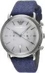 ARMANI AR11144 Chronograph Nerūdijančio Plieno Laikrodis Vyrams 43mm Mėlynu Ciferblatu