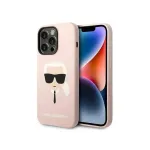 Karl Lagerfeld KLHMP14XSLKHLP iPhone 14 Pro Max 6,7 inch kietas dėklas &scaron;viesiai rožinis / &scaron;viesiai rožinis silikonas Karl galva Magsafe