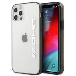 AMG AMHCP12LAESLBK iPhone 12 Pro Max permatomas kietas dėklas su metaliniu juodu rėmeliu