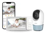 Chillax DM568 Wi-Fi ir FHSS vaizdo kūdikių stebėjimo monitorius su 5 inch ekranu, pasukama-pakreipiama kamera, naktinio matymo funkcija, dvipusiu ry&scaron;iu, temperatūros jutikliu, lop&scaron;inėmis ir Hubble programėle