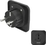 Hama kelioninis adapteris Type E/F, 3 polių, universalus, i&scaron; pasaulio į Europą, juodas (00137245)