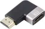 SpeaKa Professional SP-11302004 HDMI adapteris 8K 60Hz 4K 120Hz 90&deg; kampu, male to female, juodas/sidabrinis