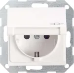 Gira System 55 Schuko ki&scaron;tukinis lizdas su įdėklu, gryna balta blizgi, 16 A, 250 V, varžtiniai gnybtai, įleidžiamas 045403