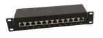 IT-BUDGET 10 colių pach panelis - ekranuotas - Cat.6A - 500MHz - 12 prievadų RJ45 - PoE+ - 1U - juodas (90ITB10PP6AS)