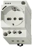 Finder 7U serijos valdymo spintos ki&scaron;tukinis lizdas, 230 V AC, 16 A, Schuko, DIN bėgio montavimas, pilkas (RAL 7035) 7U.00.8.230.0000