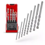 Einhell 38080 mūro grąžtų rinkinys, 8 dalių, 3-10 mm, volframo karbido antgalis, anglinis plienas