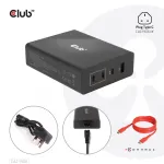 CLUB3D CAC-1906 kelioninis įkroviklis 132W GaN technologija, 3&times; USB-C, 1&times; USB-A, Power Delivery 3.0