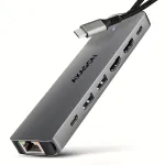 Axagon HMC-7HX2 USB 5Gbps &scaron;akotuvas, 2x USB-A, USB-C, 2x HDMI 4k/60Hz, RJ-45, PD 100W