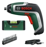 Belaidis atsuktuvas Bosch IXO 7 su 32 dalių antgalių rinkiniu, įkraunamas rankinis atsuktuvas