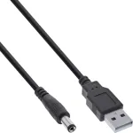 InLine adapterinis kabelis, USB A (vyri&scaron;kas) į DC 5,5x2,10 mm ki&scaron;tuką, juodas, 1 m