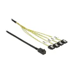 SAS kabelis DeLOCK 83393, 1 m, Mini SAS HD x4 (SFF-8643) &rarr; 4x SATA 7p