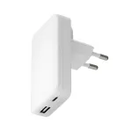Įkroviklis d bramante Pro Slim USB-C 45W + USB-A 30W, vidaus AC, baltas