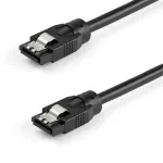 StarTech.com 0,3 m apvalus SATA kabelis, 0,3 m, SATA III, SATA 7 kontaktų, SATA 7 kontaktų, Vyri&scaron;kas/Vyri&scaron;kas, Juodas