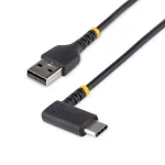 StarTech.com 6 col. (15 cm) USB A į C įkrovimo laidas, stačiu kampu, tvirtas, greitas USB-C įkrovimas, juodas, USB 2.0 A į Type-C, armuotas aramidiniu pluo&scaron;tu, 3A, trumpas USB įkrovimo laidas