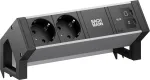 Bachmann DESK2 ALU Black jungiamoji juosta su 2x CEE7/3 ir 1x USB-C/C 45W, juoda RAL9005