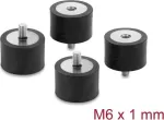 Delock Vibration Damper M6 x 1 mm D 30 x H 20 mm su vyri&scaron;ku ir moteri&scaron;ku sriegiu, 4 vnt., juoda (60821)
