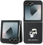 Karl Lagerfeld KLHCZF6SAPKCNPK Saffiano Metal Pin Dėklas, skirtas Samsung Galaxy Z Flip6 / Z Flip7 FE, Juodas