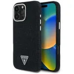 Guess Denim Triangle Logo MagSafe Dėklas, skirtas Apple iPhone 16 Pro, Juoda