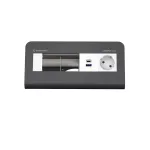 Kindermann CP desk&sup2; 80 4-fold Desk Connectivity Panel su 1x maitinimo ir 1x USB-A, sidabrinis/juodas