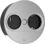Bachmann TWIST 2 maitinimo modulis su 1x Schuko lizdu ir 1x USB A/C, 2,0 m kabeliu, juodas/nerūdijantis plienas