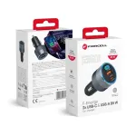 Forcell F-Energy Alu automobilinis įkroviklis 2 x Type C + USB A PD QC4 SFC 2.0 4.5A 85W