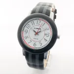 K&BROS unisex analoginis kvarcinis laikrodis 9426-2-435, 43 mm, baltas ciferblatas, odinė apyrankė