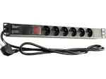 GETFORT LGF-06-Z 19 colių 1U 6 lizdų Schuko maitinimo paskirstymo blokas (PDU) - 1,8 m kabelis, 16 A, 230 V, juodas