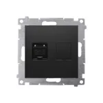 KONTAK-SIMON Simon 54 Premium Cat.6 UTP RJ45 duomenų lizdo modulis, juodas matinis, su apsauginiu dangteliu