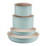 Tefal Ingenio Eucalyptus 5 dalių indų rinkinys su nuimamomis rankenomis, titano nepridegančia danga, tinka indukcinėms kaitlentėms, juoda/pilka