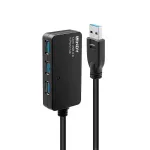 Lindy 43159 USB 3.0 aktyvus ilginamasis Pro &scaron;akotuvas, 4 prievadų, USB 3.2 Gen 1 (5 Gbit/s), USB-A, 10 m, juodas