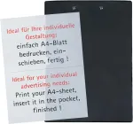 MAUL A4 ra&scaron;tų lentelė su plėvelės danga, juoda, nikeliuota plok&scaron;čia spaustuku, įtraukiama pakabinimo kilpa 2334490