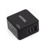 Unitek P1117B USB-C PD 65W universalus mobilus įkroviklis, 2x USB-C PD + 1x USB-A, juodas