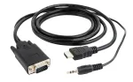 Gembird HDMI į VGA ir garso adapterio laidas, vienas prievadas, 1,8 m - juodas