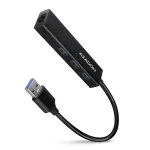 Axagon HMA-GL3A Multiport-Hub USB 3.0 Tipas A Gbit-LAN 3x USB-A microSD Laidinis USB 3.2 Gen 1 (3.1 Gen 1) Type-A Juodas