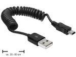 Delock 83164 USB 2.0 susuktas kabelis, USB-A į Mini-USB B, 0,6 m, juodas