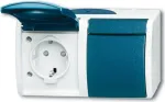 BUSCH JAEGER 20/2 EBW-53 - Ki&scaron;tukinis lizdas CEE 7/3 - 2P+E - Mėlyna - Balta - IP44 - 250 V - 16 A