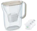 Vandens filtro ąsotis BRITA Style Essential 2,4 L su 3 keičiamaisiais filtrais (smėlio spalvos)