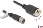 Tinklo kabelis DeLOCK M12 X-koduotas 8 kontaktų moteri&scaron;kas į RJ45 lizdą Cat.6A 1 m Juodas