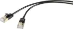 Renkforce RF-4538186 RJ45 tinklo kabelis, CAT 8.1 F/FTP 0,50 m juodas itin plonas, paauksuoti kontaktai