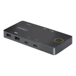 StarTech.com 2 prievadų USB-C KVM jungiklis, vienas 4K 60Hz HDMI monitorius, dvigubi 100W Power Delivery perdavimo prievadai, maitinamas i&scaron; magistralės, suderinamas su USB-C/USB4/Thunderbolt 3/4 - mažas formos faktorius