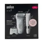 Braun Silk-&eacute;pil 7 7-441 Epiliatorius - sidabrinis/baltas - 40 pincetų - MicroGrip - 0,5 mm - įkraunamas - integruota baterija