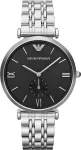 ARMANI AR1676 Vyri&scaron;kas analoginis kvarcinis laikrodis 40mm juodas ciferblatas odinis dirželis