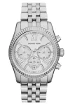 Michael Kors MK5555 moteri&scaron;kas chronografinis laikrodis su rožinio aukso spalvos nerūdijančio plieno apyranke, 38 mm