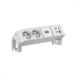Bachmann DESK2 ALU WHITE 2xUTE 1xUSB A/C 22W 0.2m GST18