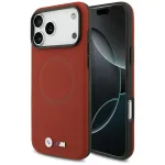 BMW M FW Metal Logo MagSafe dėklas, skirtas iPhone 17 Pro Max, raudonas
