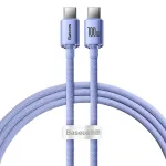 Baseus USB-C į USB-C Crystal Shine 100W PD greito įkrovimo ir duomenų kabelis, 1,2 m, violetinis